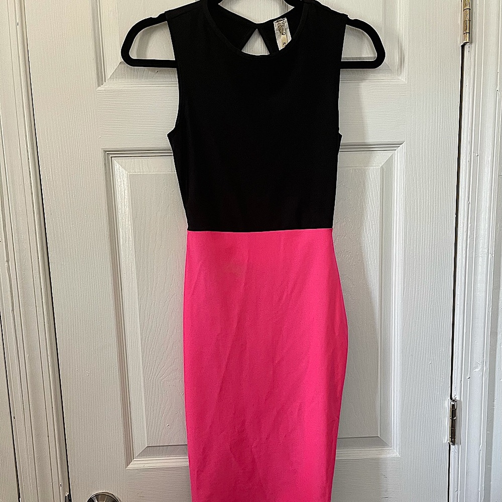 Pink and Black Bodycon Dress